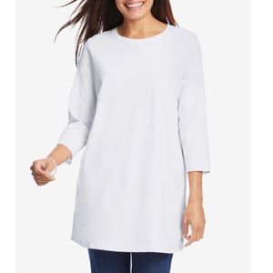 NWT Woman Within Perfect Three-Quarter Sleeve Crewneck Tunic Size 3X
